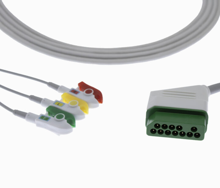 Nihon Kohden 12 pin 3 Lead Snap Type ECG Monitor Cable